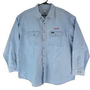 Carhartt Shirt Mens 2XL Blue Chambray Demin Long Sleeve S108CBL CO-OP Work